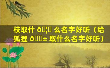 枝取什 🦍 么名字好听（给狐狸 🐱 取什么名字好听）